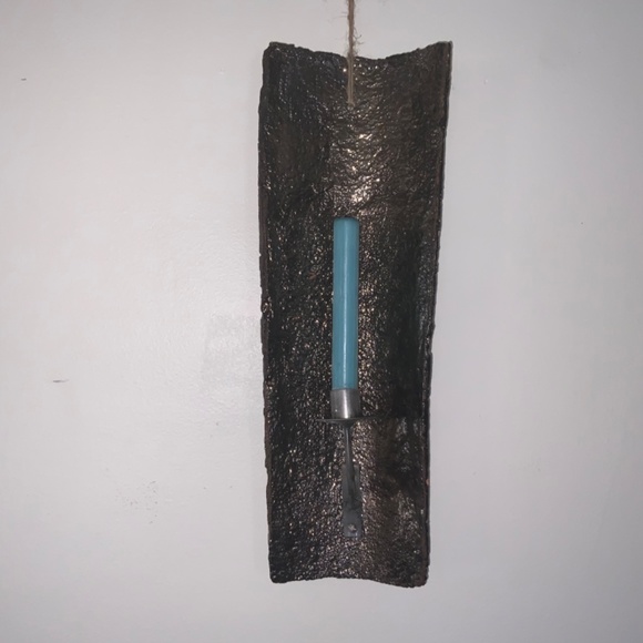 ANTHROPOLOGIE ceramic candle holder /bronzed glaze/rustic/New/18” high - Picture 5 of 7